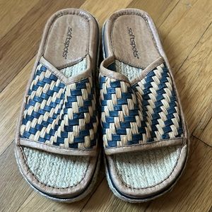 Soft spots Slide Sandals Color Tan and Blue Size 6M